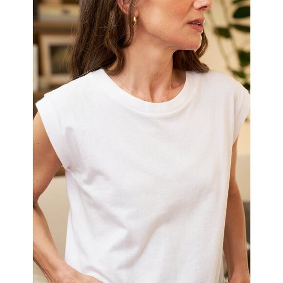 Frank & Eileen Crew Neck Aiden Vintage Muscle Tee Cap Sleeve White Size M NWOT - Picture 3 of 12